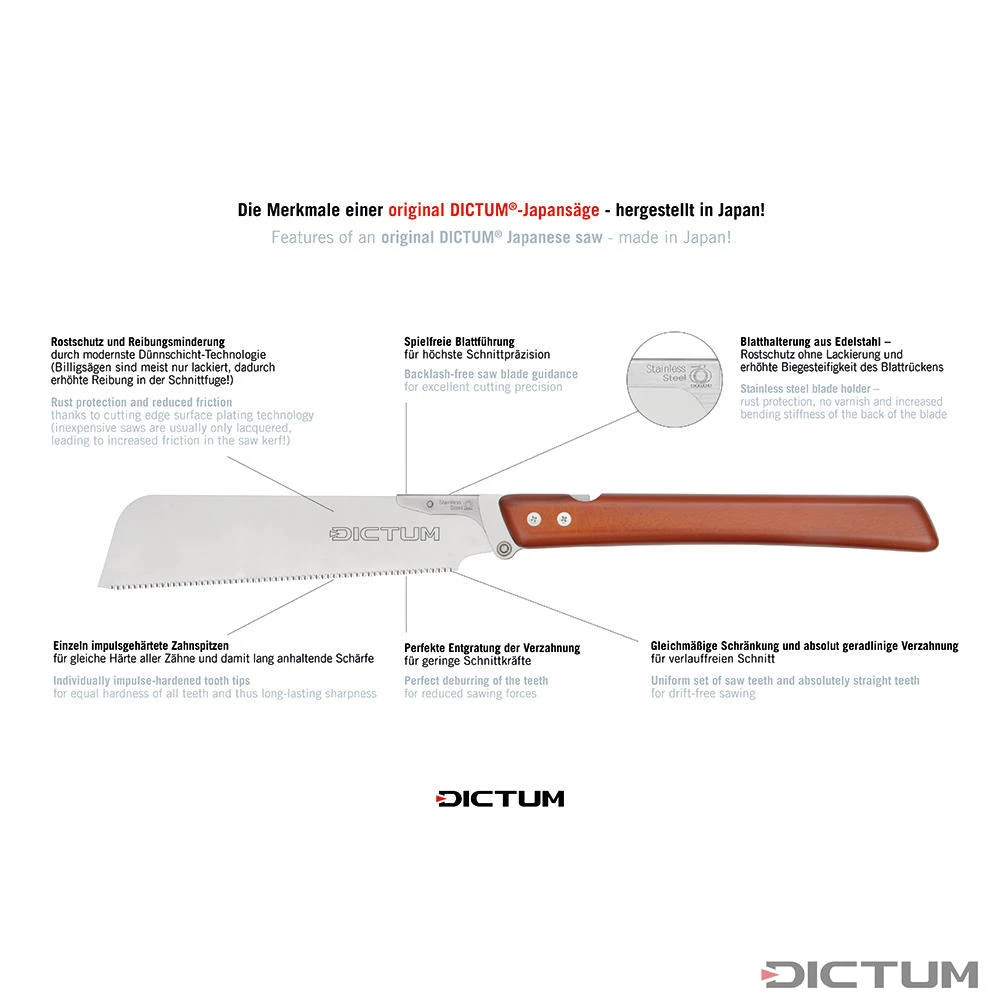 Scie Pliante DICTUM Robusuta, Dozuki Universal, Poignée En Hêtre Teinté -Famille Outil Magasin robusuta igel 01 I WE 8 DICTUM Robusuta Klapps ge Dozuki Universal WZ jpg c2